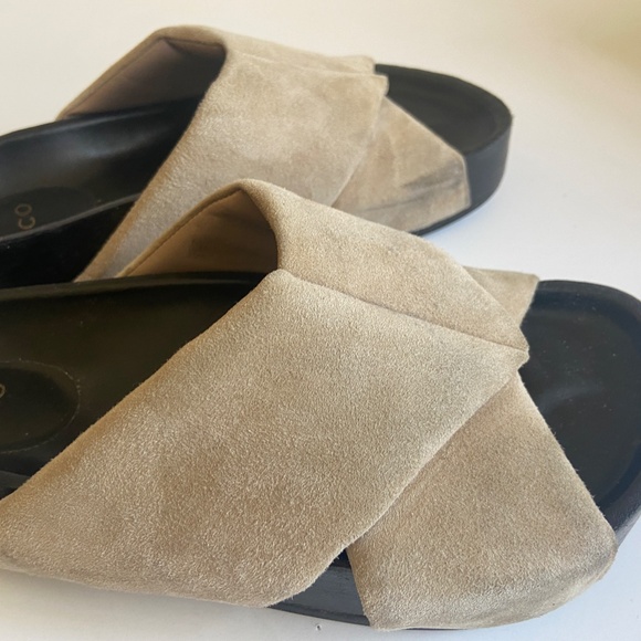 CO Collection Tan Slide Platform Cross Slide in Suede Size 36.5 Size 37 - Picture 3 of 5